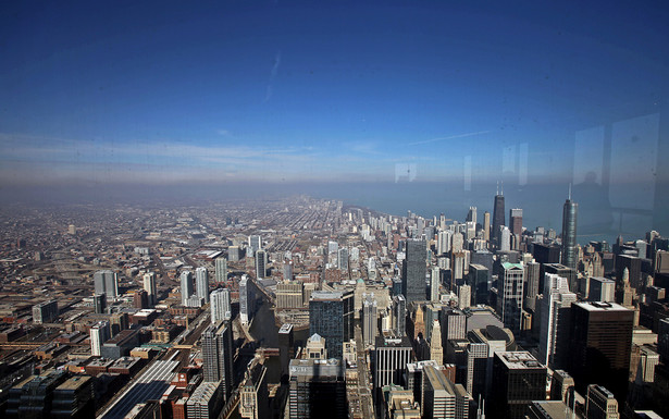Panorama Chicago widoczna z Willis Tower, najwyższego budynku w USA