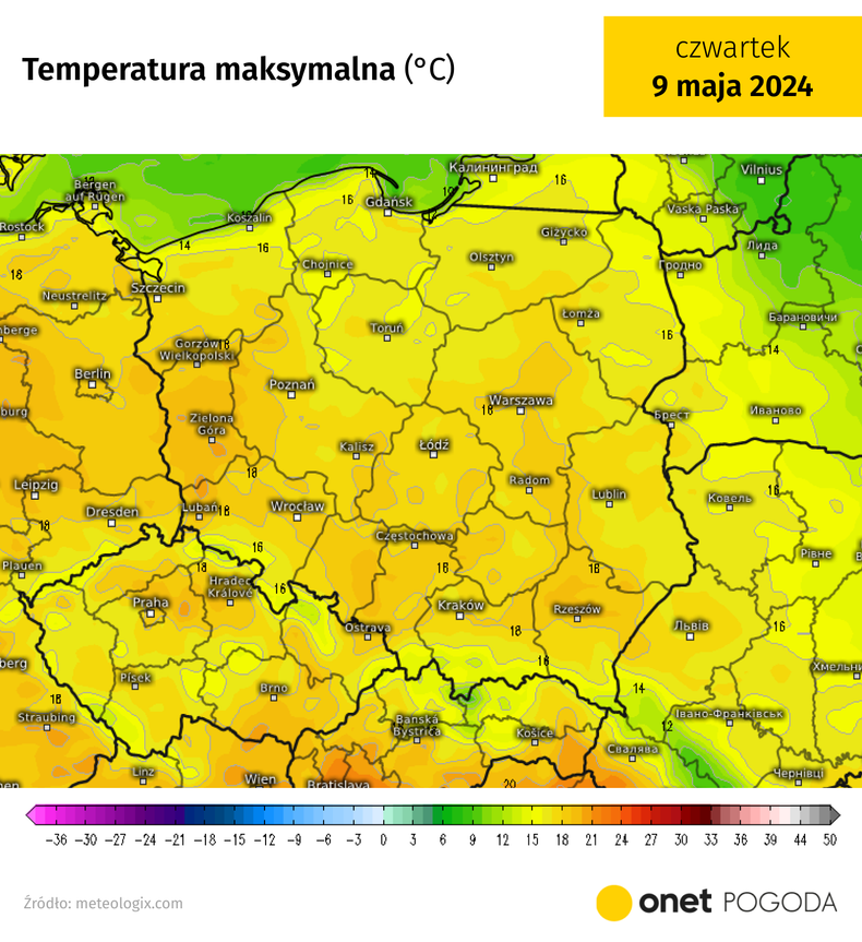 W ciągu dnia odnotujemy maksymalnie ok. 20 st. C