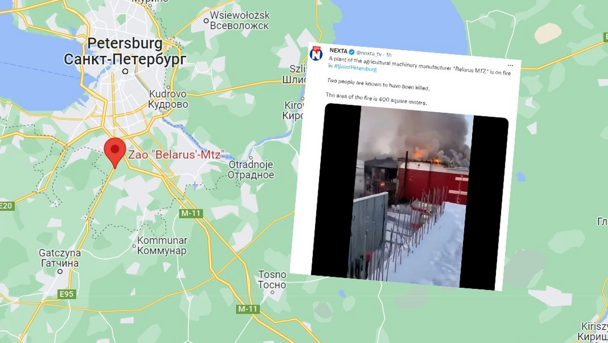 Rosja. Kłęby dymu nad Petersburgiem. Płonie białoruska fabryka [WIDEO]