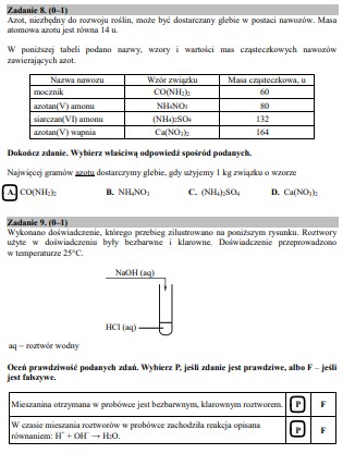 Egzamin gimnazjalny z części przyrodniczej - poprawne odpowiedzi