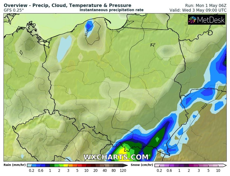 W środę najwięcej deszczu spadnie w Karpatach