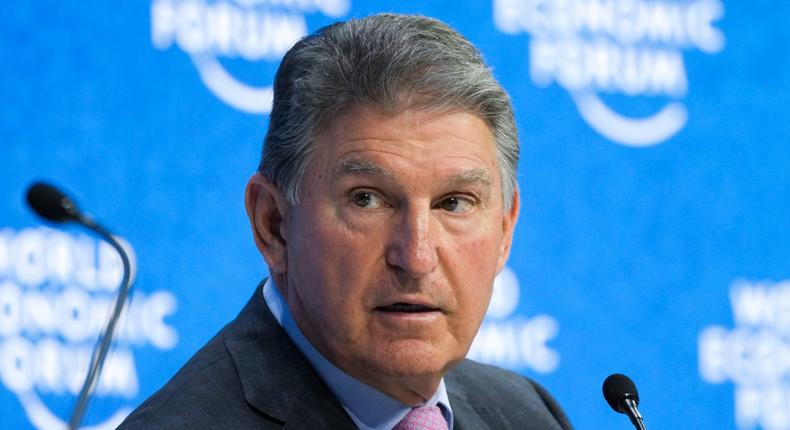 Sen. Joe Manchin, D-W.Va., attends a panel discussion during the World Economic Forum in Davos, Switzerland, Monday, May 23, 2022