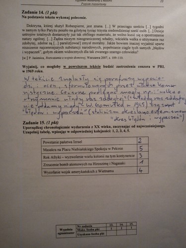 Matura z historii - odpowiedzi do zadań z poziomu rozszerzonego