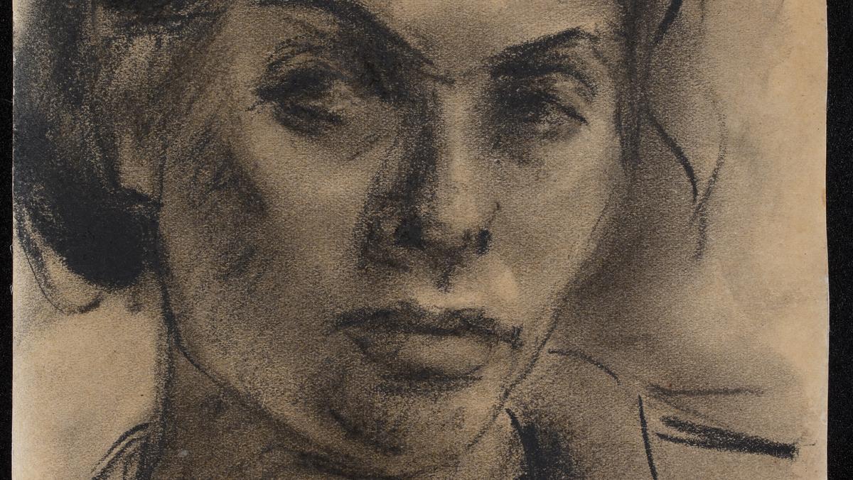Prace Geli Seksztajn: Autoportret, 1932-1943 (?), węgiel, papier