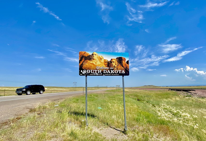 Wjazd na teren stanu Dakota Południowa