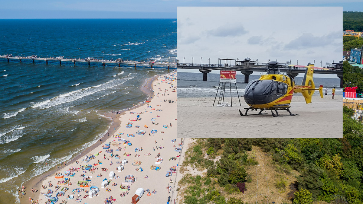 Międzyzdroje: Akcja ratunkowa na plaży. Lądował śmigłowiec LPR