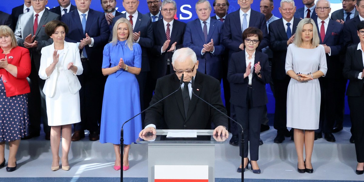 Jarosław Kaczyński podczas prezentacji kandydatów z woj. kujawsko-pomorskiego