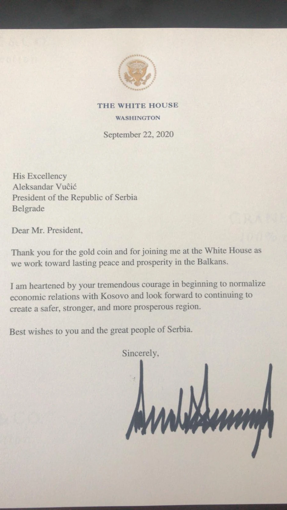 Pismo Trampa Vučiću