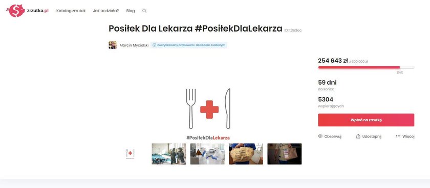 W internecie trwa zbiórka na posiłki dla lekarzy