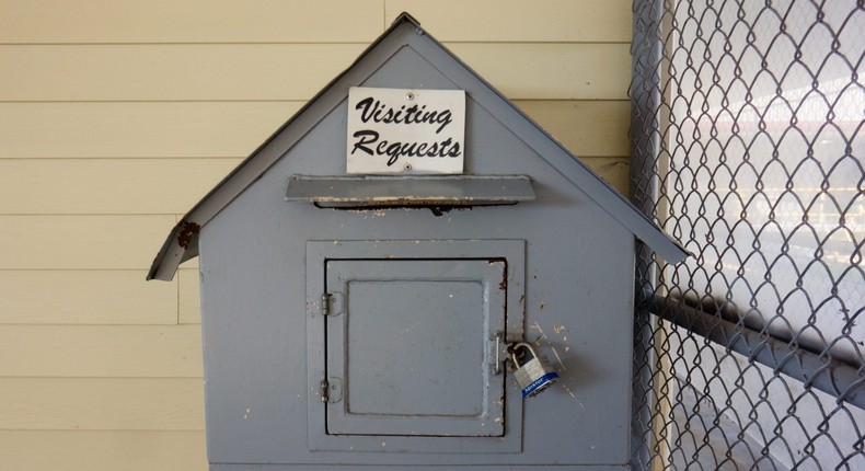 A visitation requests box in a max-security prison in Louisiana.
