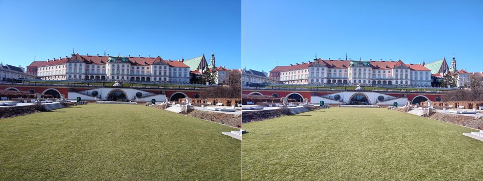 Porównanie zdjęcia 50 MP wykonanego modułem standardowym (po lewej) oraz kadru 12,5 MP przechwyconego w trybie automatycznym i interpolowanego do rozdzielczości 50 MP (kliknij, aby powiększyć)