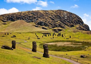 Moai statue panorama na Rapa Nui
