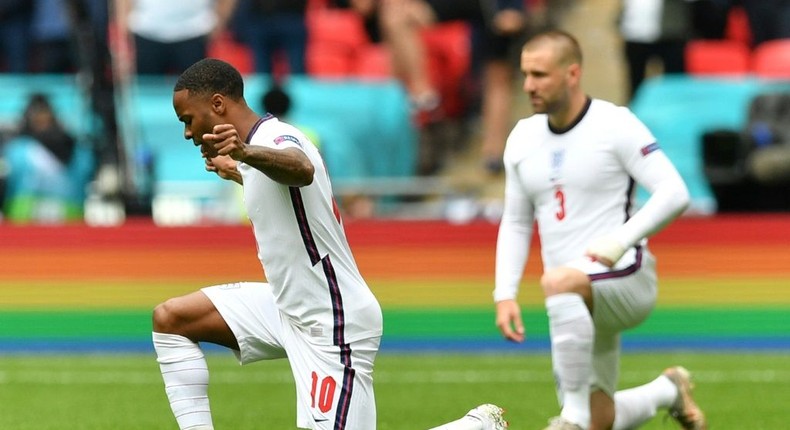 England's men took the knee before every game of Euro 2020 Creator: JUSTIN TALLIS