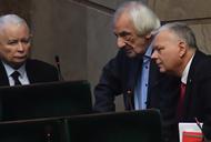 Prezes PiS Jarosław Kaczyński, wicemarszałek Sejmu Ryszard Terlecki i poseł Marek Suski