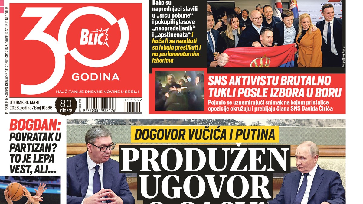 Blic naslovna strana za 31.03