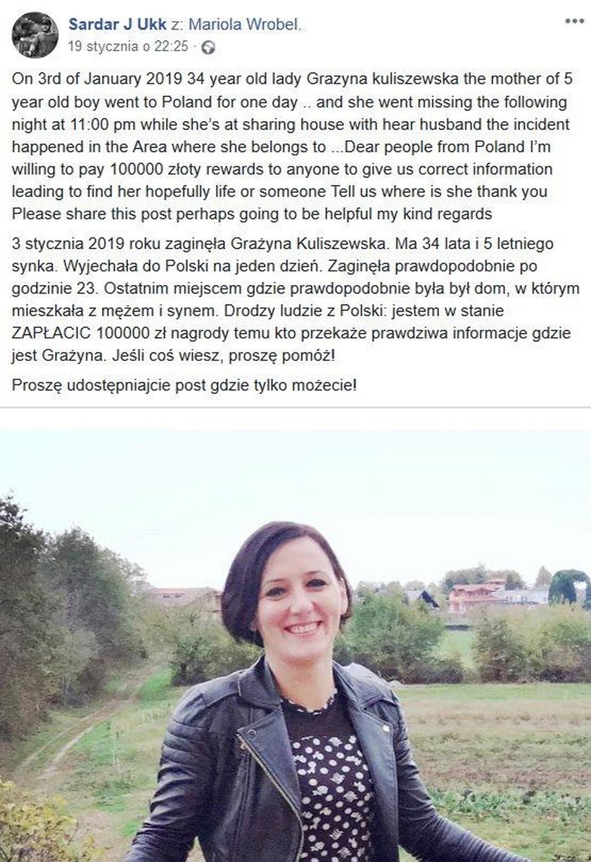 Poszukiwania Grażyny Kuliszewskiej - wyznaczono 100 tys. zł nagrody