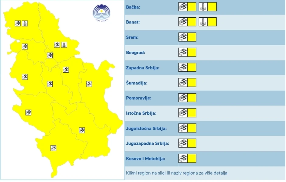 Meteoalarm za nedelju