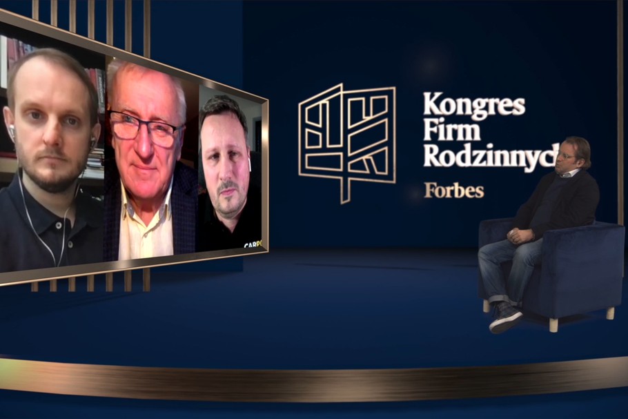 Jacek Ptaszek (JMP Flowers), Adam Rozwadowski (CM Enel–Med, założyciel FBN Poland) i Adam Zalaszewski (Carport) rozmawiali na temat sukcesji i kondycji firm rodzinnych w 2020 r.