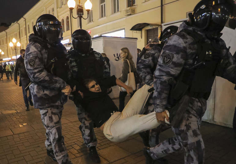 Protesty przeciwko mobilizacji w Moskwie