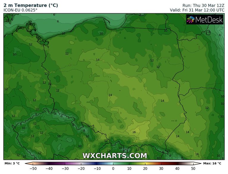 Na południu nawet powyżej 15 st. C