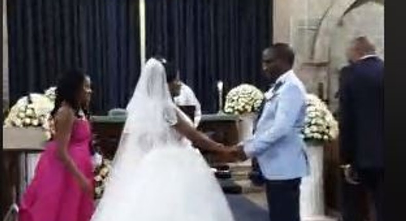 David Itumbi and DorisNthiga exchange vows on Friday morning. 