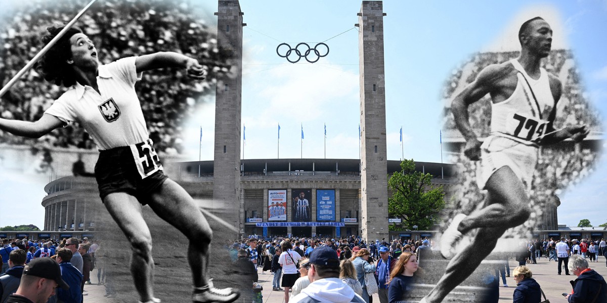 Na Stadionie Olimpijskim w Berlinie z sukcesami startowali Maria Kwaśniewska (z lewej) i Jesse Owens