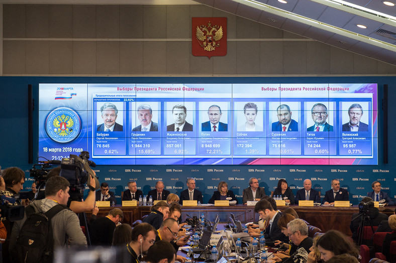 Centralna Komisja Wyborcza ogłasza wyniki wyborów prezydenckich w Rosji w 2018 r.