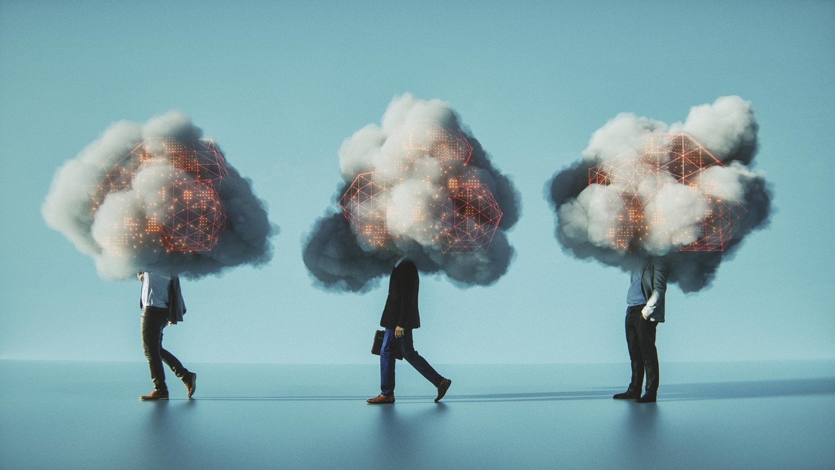 Humorous mobile cloud computing conceptual image