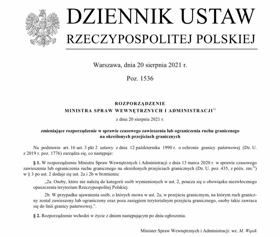 Rozporządzenie w sprawie czasowego zawieszenia lub ograniczenia ruchu granicznego na określonych przejściach granicznych.