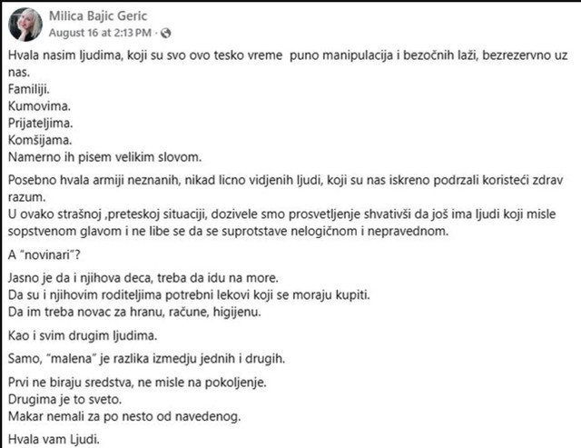 Oglasila se ćerka Andrije Bajića