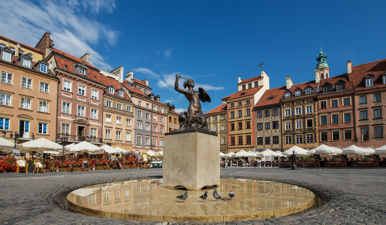 Rynek z pomnikiem Syrenki