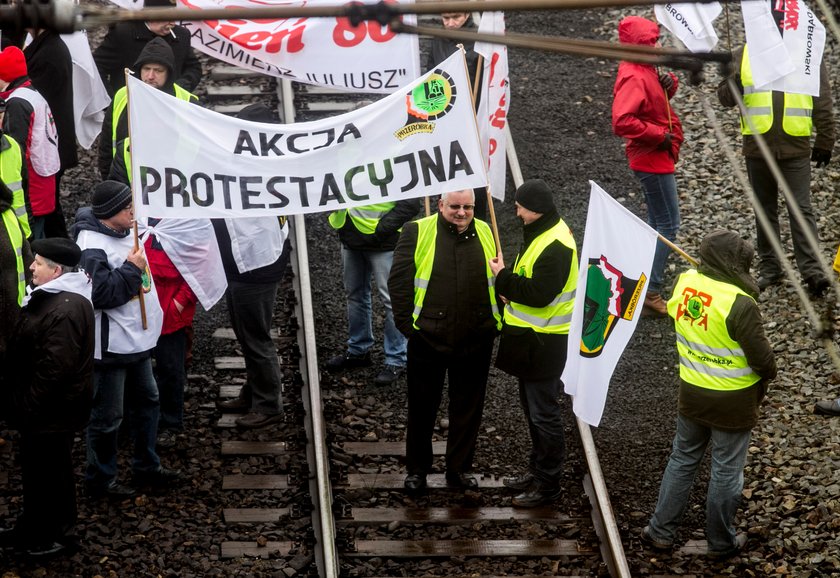 Katowice. Górnicy zablokowali tory na ul. Floriana 