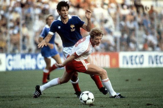 Waldemar Matysik w meczu z Francją na MŚ 1982