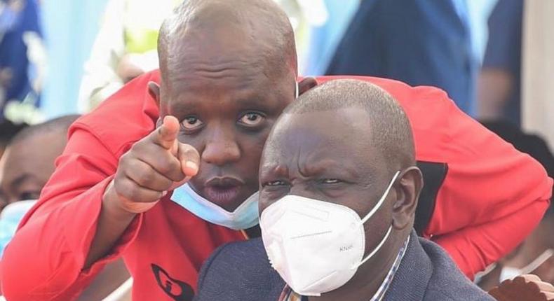 File image of Dennis Itumbi with Deputy President William Ruto at a past event