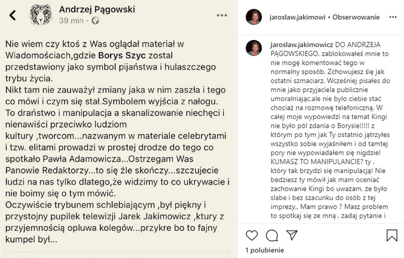 Jarosław Jakimowicz na Instagramie