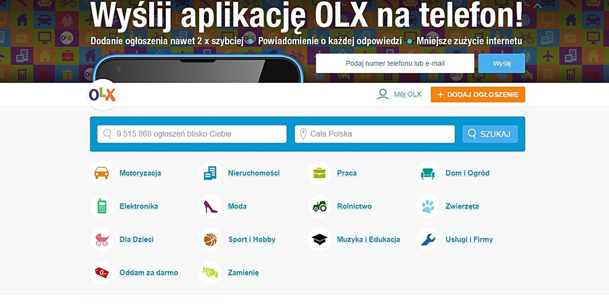 OLX.pl to popularna platforma z ogłoszeniami dotyczącymi sprzedaży.