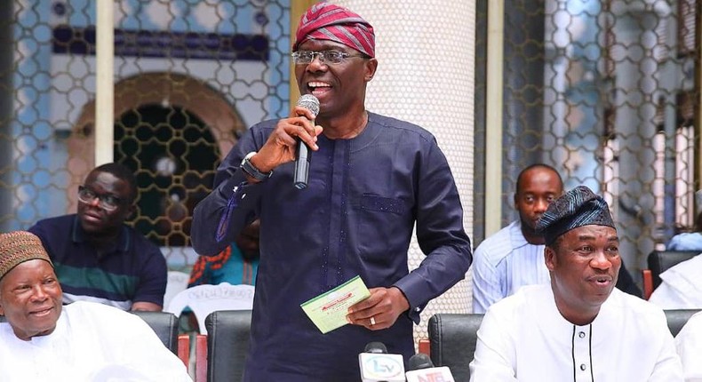 Sanwo-Olu at a function with his running mate Obafemi Hamzat (Right) (Sanwo-Olu campaign)