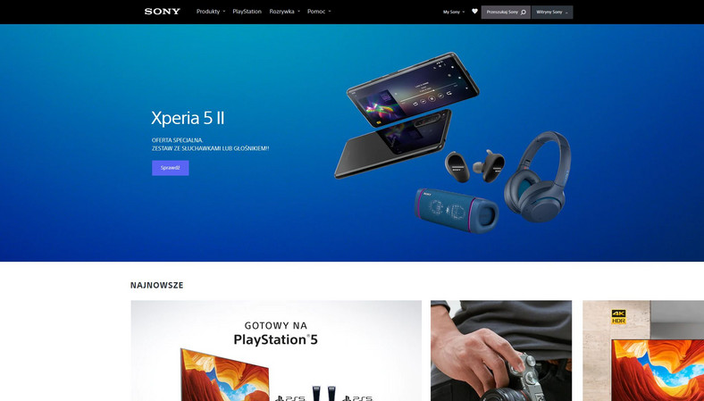 Znane strony dawniej i dziś - Sony w 2020 roku