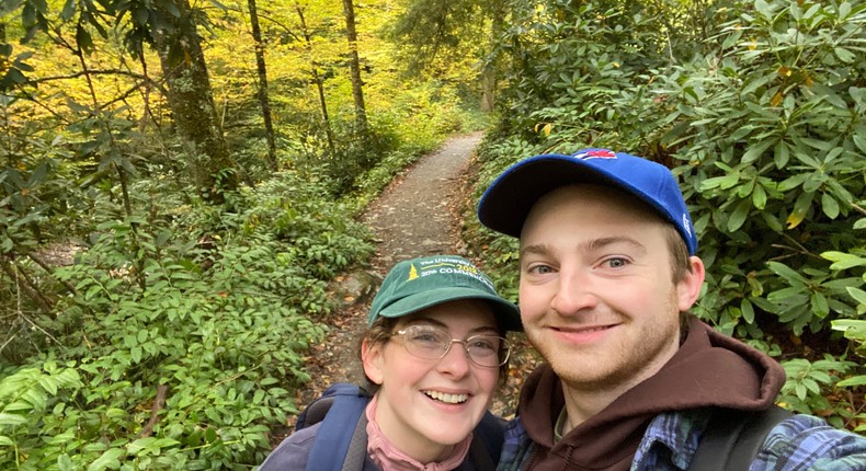 The author, left, and her fianc on their road trip.Kelsey Neubauer & Ken Brill