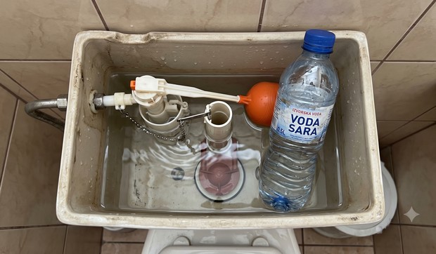 flaša vode u vodokotliću