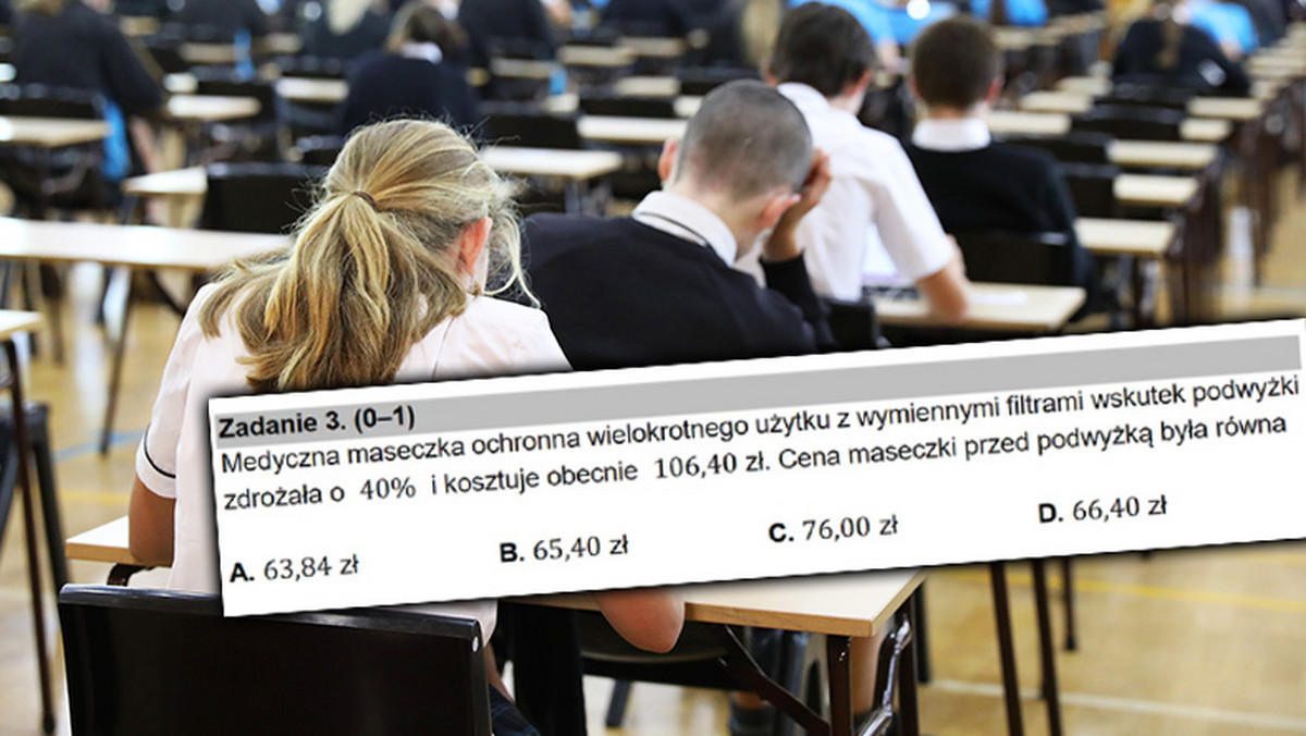 Matura próbna 2021: pytanie o maseczki i ich cenę