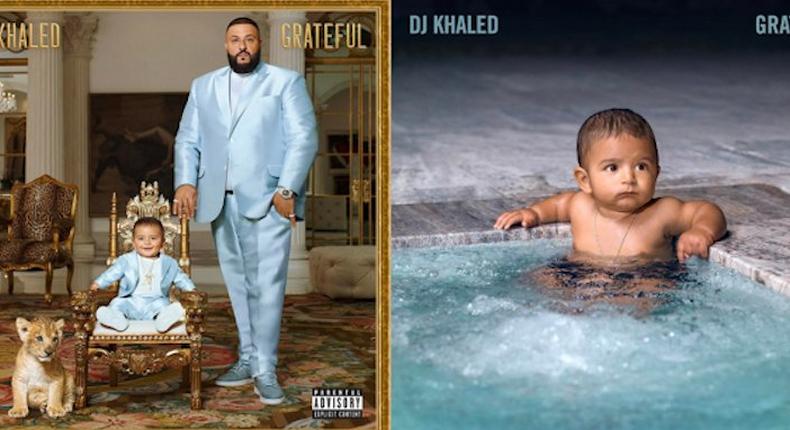 The two album covers for Grateful, Khaled's new album.