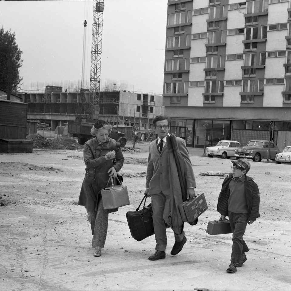 Wiesław Gołas z Aliną Janowską i Romanem Mosiorem w filmie "Dzięcioł" (1970)