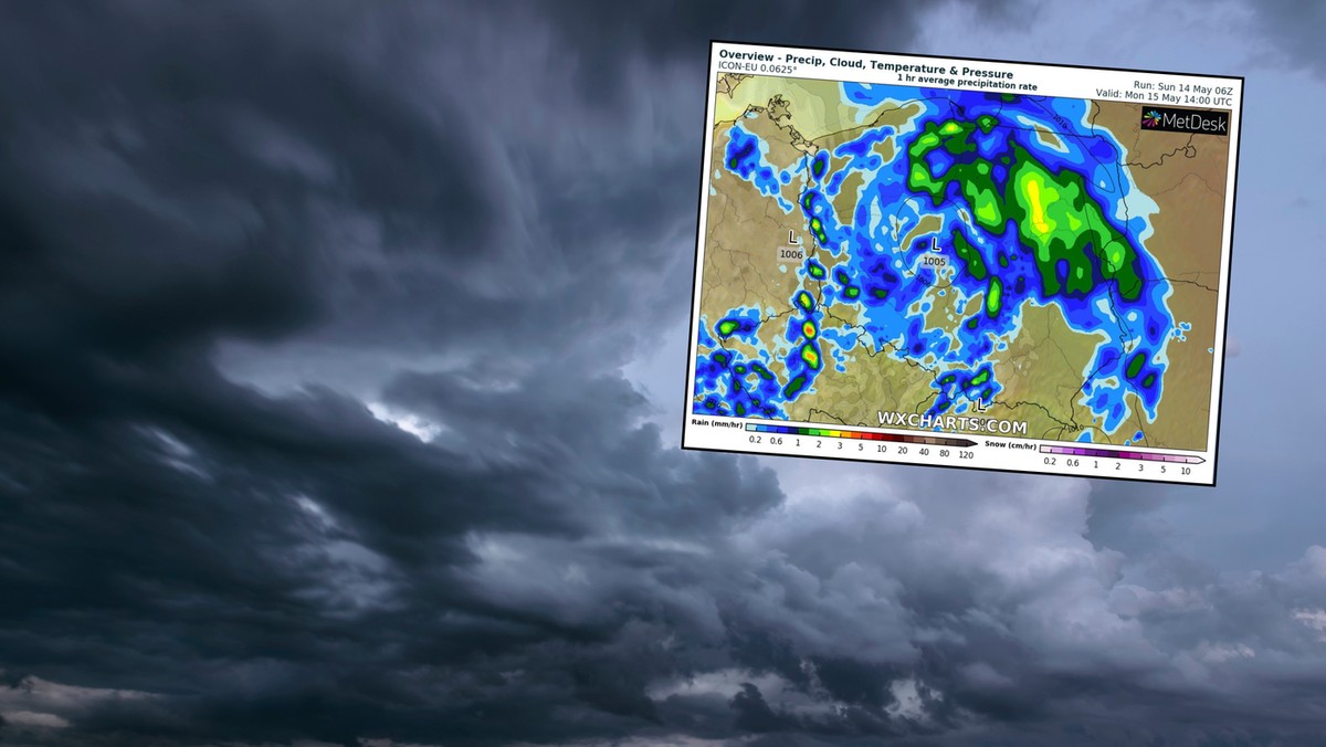 Pogoda na dziś, 15 maja. Niż Benedykt uderzy w Polskę. Po ulewach przyjdą burze