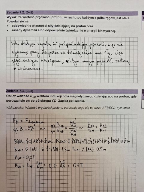 Matura 2023 - fizyka rozszerzona — rozwiązanie zad. 7.2 i 7.3