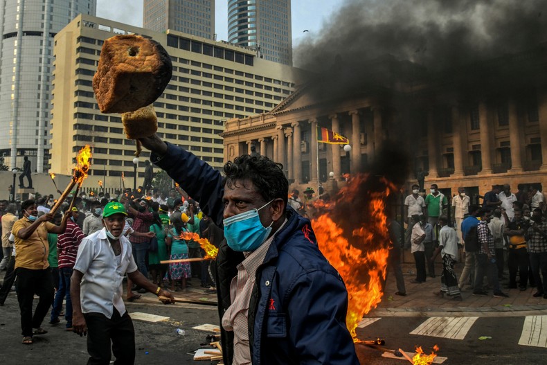 A protest against economic conditions in Colombo, Sri Lanka’s capital