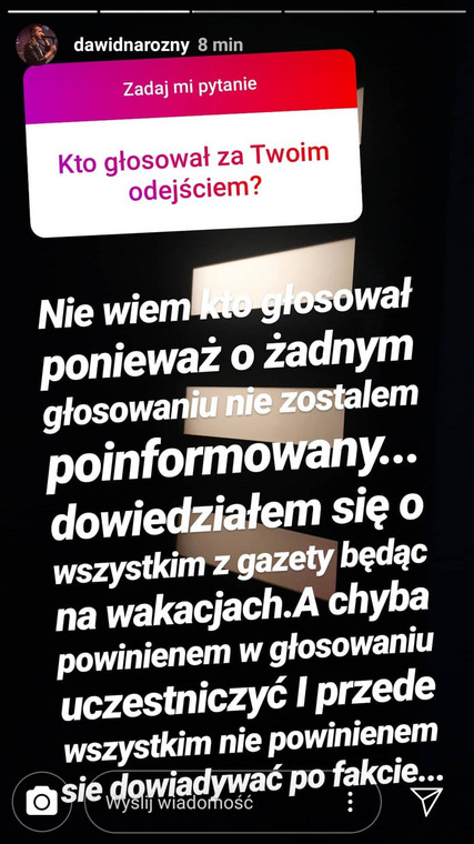 Dawid Narożny o konflikcie w zespole Piękni i Młodzi