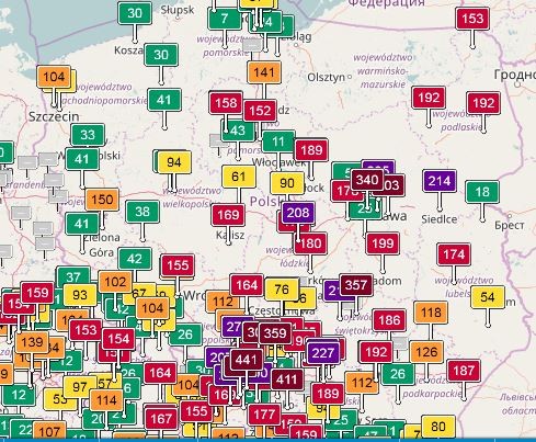 Mapa serwisu aqicn.org