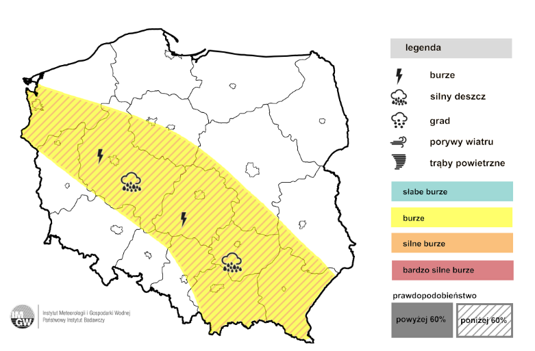 W nocy nadal będzie grzmiało i miejscami mocno padało