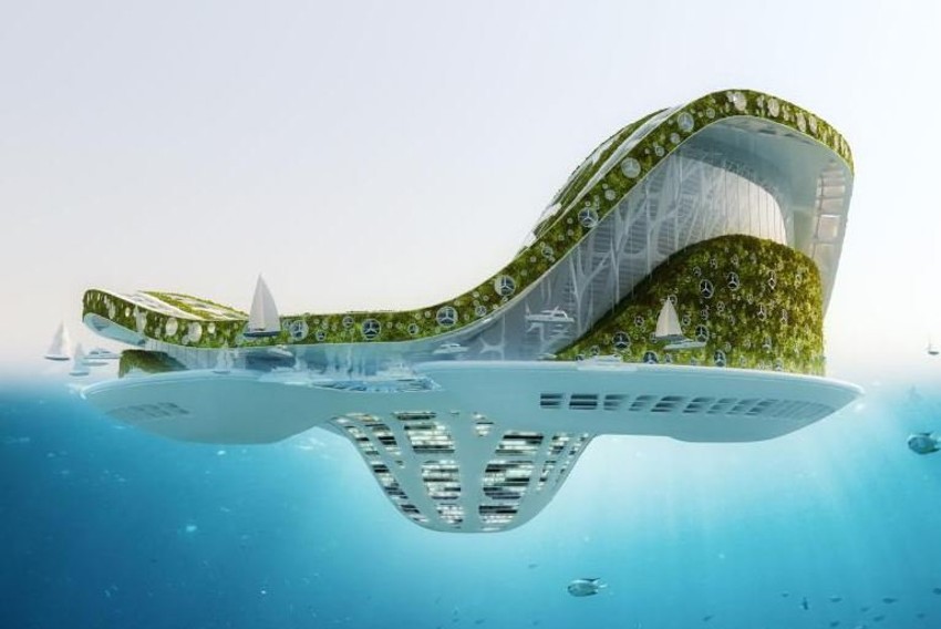 Futuristički projekat “Lilypad”: Projekti belgijskog arhiteke Vensana Kalboa podsećaju na listove lokvanja. Veliki deo životnog prostora nalazi se ispod površine mora